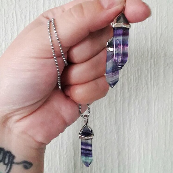 New Rainbow Fluorite Gemstone Necklace - Picture 2 of 9